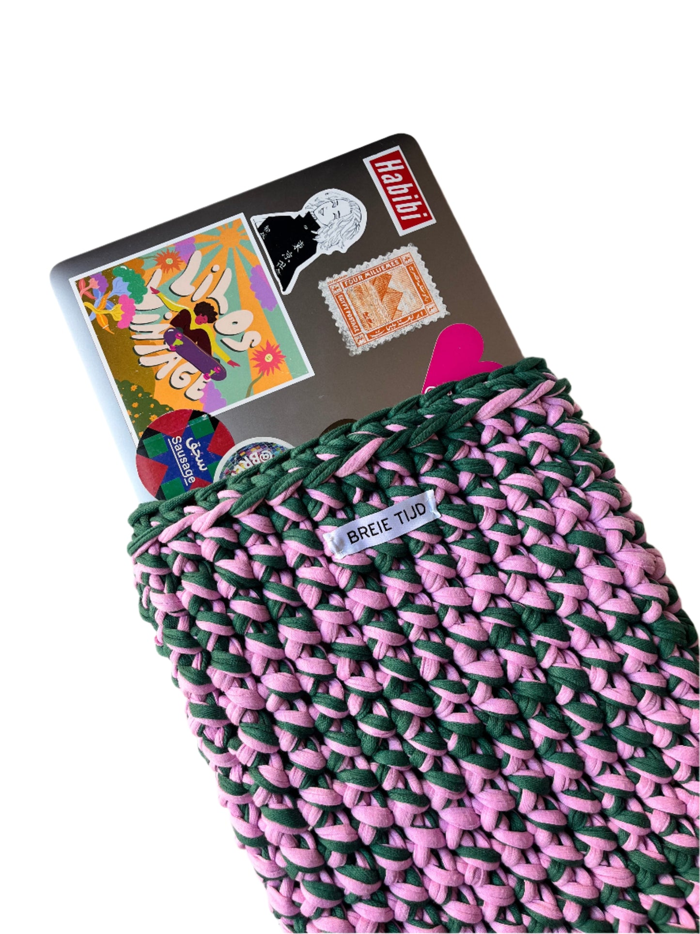 LAPTOP SLEEVE - Pink & Dark Green